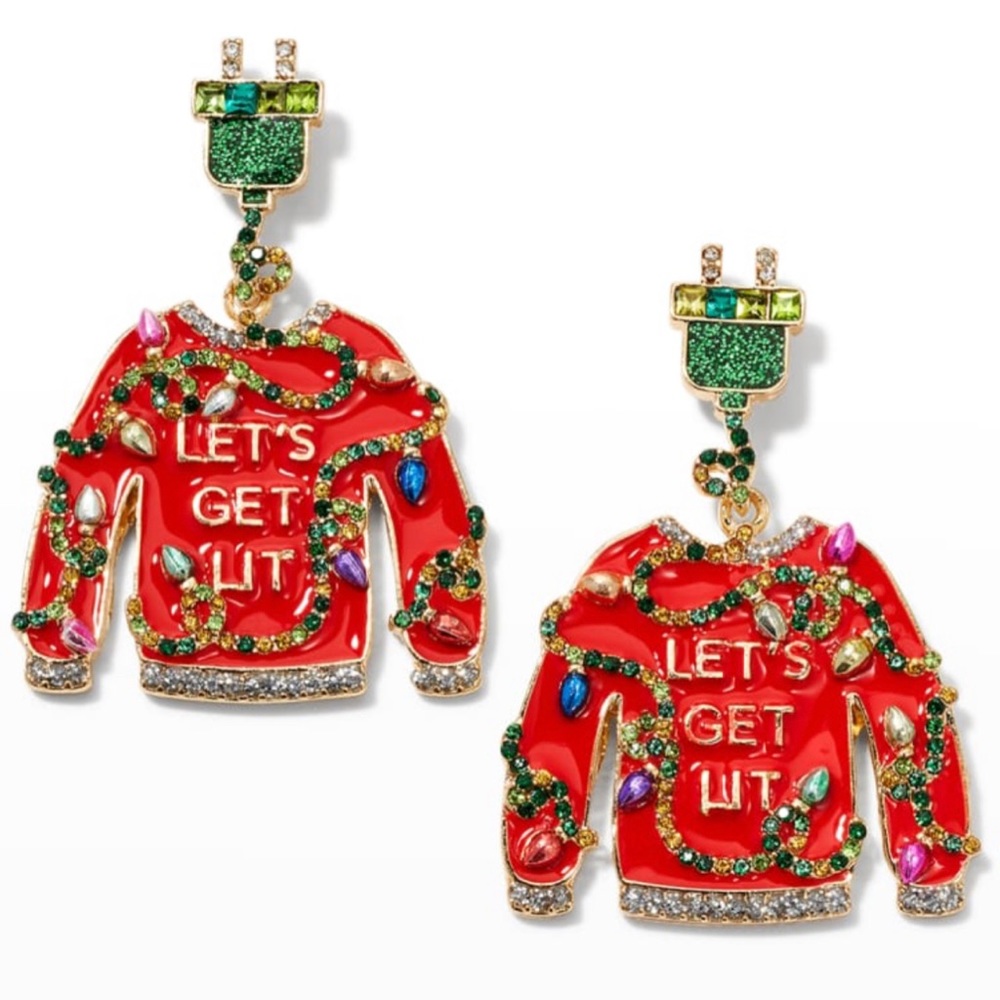 BNWT BAUBLEBAR “LET’S GET LIT” UGLY CHRISTMAS SWEATER EARRINGS